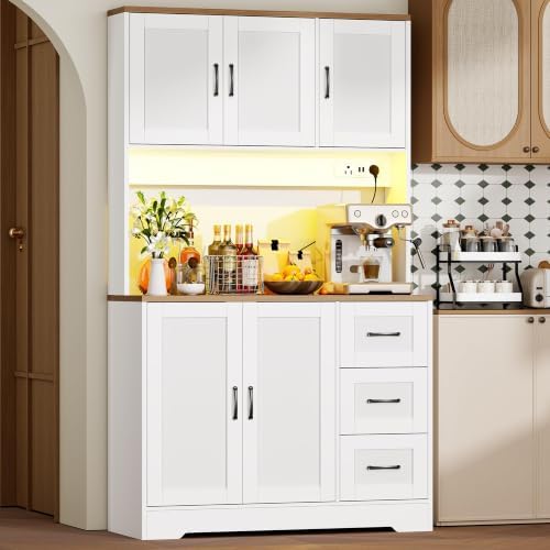 Kitchen Appliances Outlet - 183 cm LED-Küchenschrank mit Arbeitsplatte, Küchenbuffet