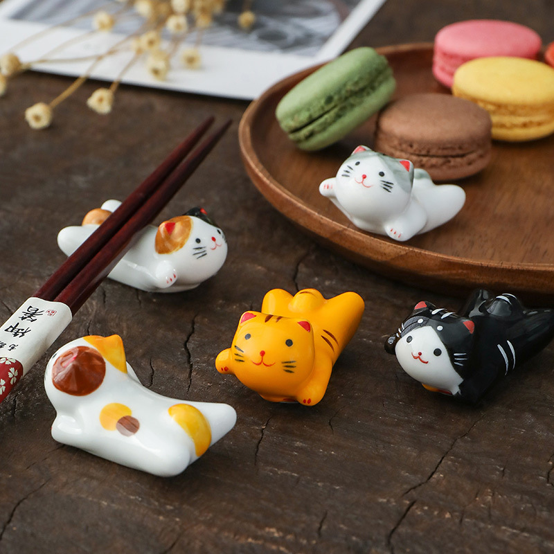 Kitchen Appliances Holder - Fliegende Katze Keramik-Stäbchenhalter im japanischen Stil,