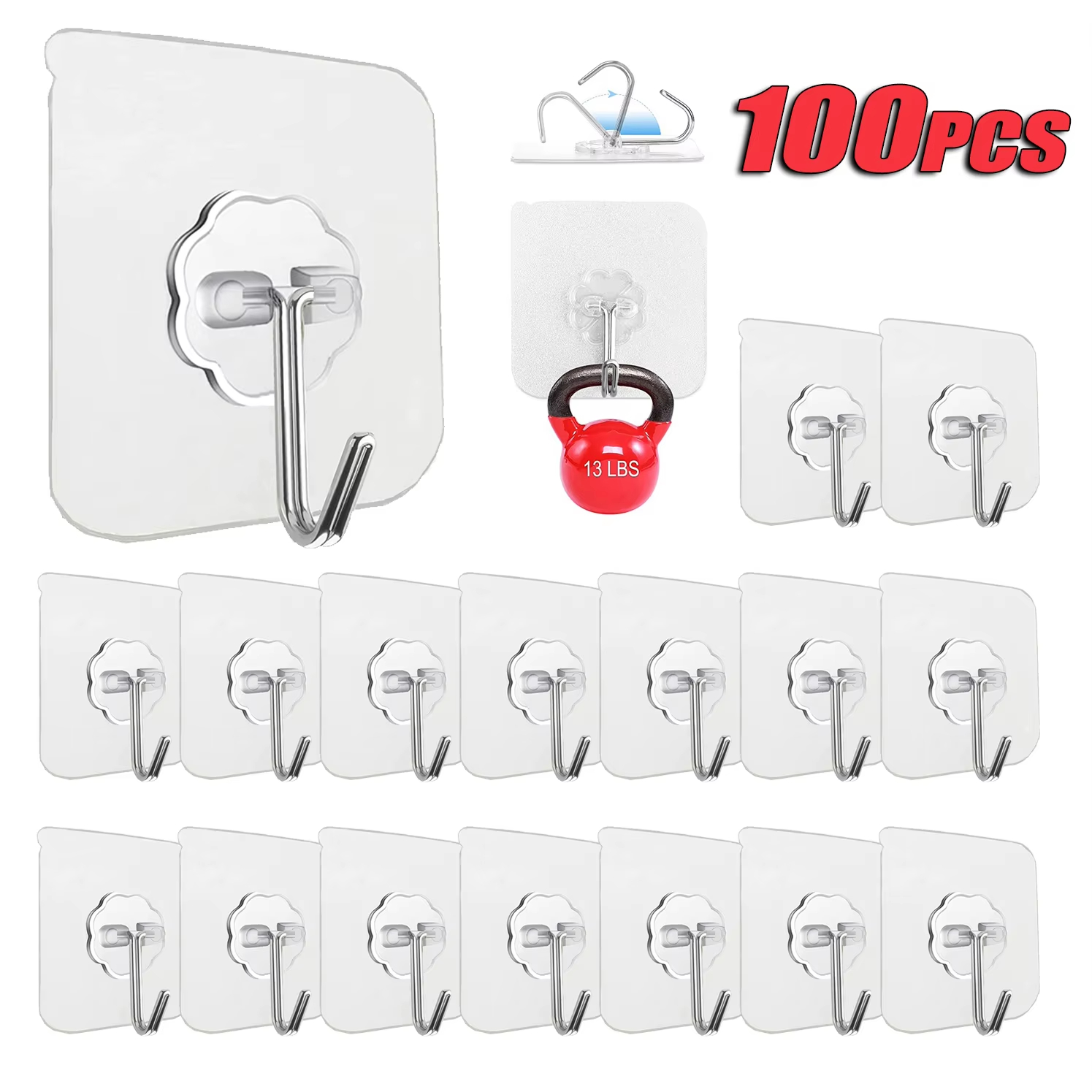 Kitchen Appliances Holder - Transparente selbstklebende Wandhaken aus Edelstahl mit